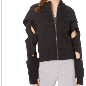 ALO YOGA BEIGE Cut Out Long Sleeve Zip Hoodie